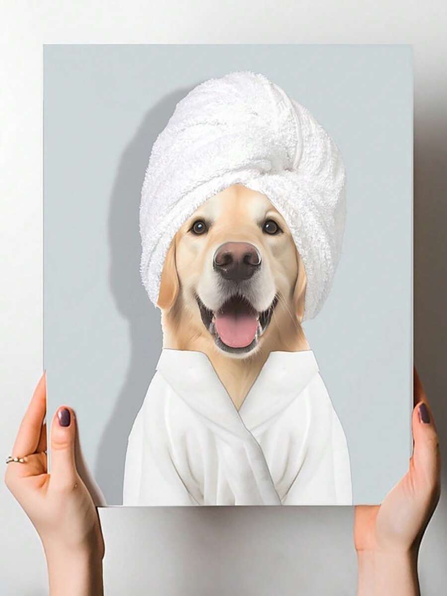 Portrait d'animal de compagnie personnalisé - Œuvre d'art drôle de chien dans la baignoire, cadeau personnalisé, portrait d'animal de compagnie personnalisé avec citations personnalisées, portrait de chien personnalisé basé sur une photo, portrait d'animal de compagnie numérique, cadeau pour maman de chien, cadre commémoratif pour animal de compagnie, art de chat personnalisé - Multicolore - Voir 1