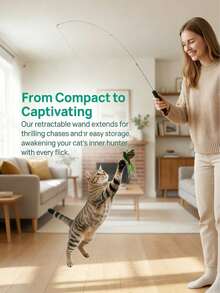 1个装绿色小鸟互动猫玩具，耐用塑料猫羽毛逗猫棒，适合室内猫，有助于缓解无聊和锻炼身体。 - 彩色 - 查看 2