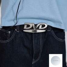 Unisex Retro DVD Buckle Decorative Belt, Black & White Multifunctional Belt Suitable For Jeans, Women's Gift 8ZAM - Black - View 5