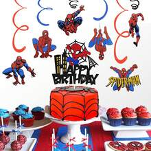 Marvel 1套漫威蜘蛛侠系列展示装饰道具，超级英雄主题生日派对天花板装饰桨，复仇者联盟主题螺旋悬挂装饰品，适用于墙壁和房间装饰，热销蜘蛛侠派对家居装饰。 - 彩色 - 查看 2