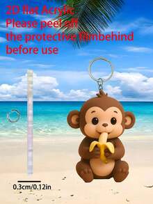 [Banana Monkey Keychain] 2D Flat Acrylic Keychain - Banana Monkey Design - Unique Thanksgiving Decorative Item - Perfect Gift For Friends Who Love Decorations - Suitable For Home And Holiday Decor ,Birthday Gifts, Holiday Gifts, Party Gifts, Bridesmaids And Groomsmen Souvenirs Gifts For Mother, Father, Graduation, And Teacher - Multicolor - View 3