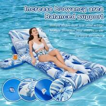 1pc Inflatable Pool Float With Backrest, Leaf-Shaped Inflatable Pool Lounge Chair - Perfect For Pool Parties And Water Recreation, Adult Size For Summer - Multicolor - View 1