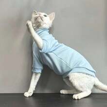 Devon Rex Cat Turtleneck Ribbed Sweater, Hairless Cat Short Sleeve Elastic Soft Breathable Pet T-Shirt, Machine Washable, Anti-Shedding, Smooth And Refreshing - Green - View 6