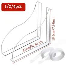 2pcs/4pcs Transparent Acrylic Bathtub Splash Guard, Curved Waterproof Design, Easy Installation With Self-Adhesive Strips, No Tools Required - Improve Bathroom Safety And Cleanliness - Multicolor - View 3