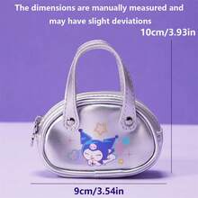Miniso Sanrio Kuromi Earphone Case Anime Glitter Design Portable Protective Storage Pouch For Wireless Wired Earbuds Cartoon Kawaii Travel - Silver - View 4