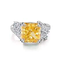 S925 Sterling Silver Yellow Diamond Ring For Women, Ice-Cut Brilliant Cut 8A  Ring, Wedding Ring For Parties - Yellow Diamond - CBJZ106 - Xem 6