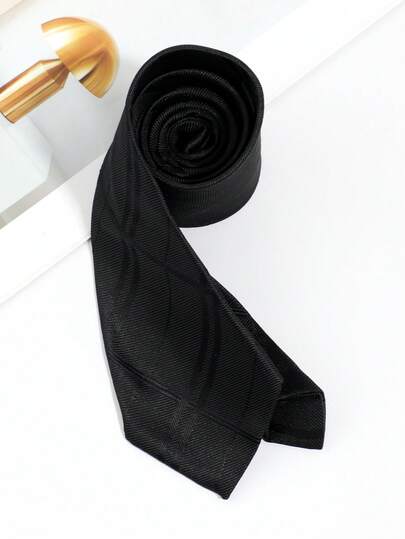 1pc Men's Fashion Striped Plaid Pattern Solid Color Tie, Suitable For Business, Dating, Daily, Travel, Commuting And Outdoor Matching
