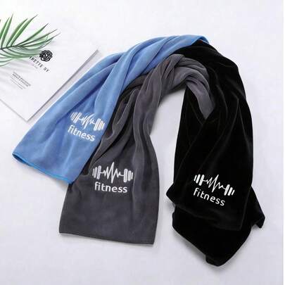 2pcs/1pc Fitness Towel Set, Sports Towel, Super Soft Microfiber Towel, Halter Sweat Towel And Fitness Equipment Mat Towel Combo, Club Towel, Lightweight And Comfortable, Sweat-Absorbent, With Corner Loop To Prevent Falling Off, Soft And Durable, Fashionable Embroidered Pattern, 11.81*43.31inch And 15.74*37.4inch Combo, Suitable For Outdoor Running, Fitness Equipment Mat, Sports Wiping, Gym, Running, Workout, Yoga, Outdoor Sports