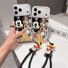 This Disney Mickey Mouse Pattern Lanyard Phone Case Features A Strong Magnetic Closure And Full Coverage Of Acrylic And TPU Material. It's Shockproof, Lightweight, And Suitable For IPhone17/16/11/13/15/15 Plus/15 Pro/15 Pro Max/12/14 Pro Max/11 Pro Max/12 Pro/12 Pro Max/13. It's A Popular Birthday Gift, Business Gift, Durable, Stain-Resistant, And Fingerprint-Resistant New Phone Case For Men And Women. It Also Includes A Mickey Mouse Phone Case And Mickey Mouse Doll Bracelet. Compatible With SamsungGalaxy S20, S21, S22, S23, And S24 Series. It's The Perfect Gift For Friends And Family. This Stylish Phone Case Is Fun, Lightweight, And Durable. IPhone17 Pro Max Phone Case, Minnie Phone Case. - 粉色 - 查看 3