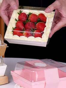 5/10/20pcs Dessert Boxes With Transparent Lids, Meat Platter Boxes, Grease-Proof Kraft Paper, White & Pink Kraft Paper Baking Boxes, Suitable For Cookies, Macarons, Cakes, Sandwiches, Great For Weddings, Parties, Special Occasions, Thanksgiving, Halloween, Christmas, Autumn Gifts And Decorations - Multicolor - View 3