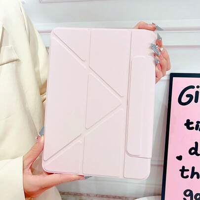 IQPEA Pink Minimalist Solid Color Tablet Protective Case Compatible With Apple 11th A16 Gen, Pro 2025 New Version, 10th Gen, Air 7/6,Air4/5 10.9 Inch,2026 Air8 M4 11 Inch With Pencil Slot, Fashionable Tablet Protective