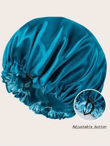 1pc Double-Sided Satin Sleep Cap With Adjustable Button, Reversible Silk Hair Wrap Suitable For Curly Hair, Nighttime Hair Care Headband - Black - View 23