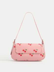 1个女童时尚简约单肩法棍包，草莓印花单肩包，时尚简约手提包，生日礼物，送礼佳品 - 2222草莓 - 查看 14