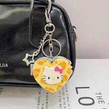 1個時尚可愛 Kitty 心形鏡子鑰匙圈，Hello Kitty 鏡子鑰匙圈，Kitty 白色鑰匙圈，便攜式鏡子鑰匙圈，HK 包包掛飾，女孩背包配件，適用於包包、背包、車鑰匙或手提包，適合旅行、日常使用和特殊場合，生日禮物、派對禮物、汽車配件、耳機盒配件、學校配件，最佳禮物，可愛哥德風，Y2K - 多色 - 查看 14