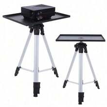 Soporte de bandeja ajustable en altura con bandeja extensible, adecuado para proyector, computadora, libros, etc.; Soporte de bandeja universal para proyector, trípode portátil de piso, aplicable para oficina; Regalo de cumpleaños, película - Multicolor (Soporte + Bandeja) - Ver 3