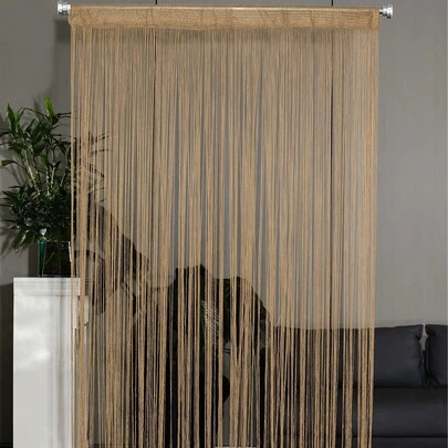 1pc Fine Line Curtain Design Decorative Doorway Curtain, Room Divider For Living Room, Bedroom, Kitchen