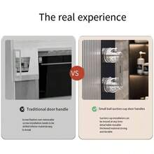 Asa de puerta con ventosa sin taladro y extraíble, asa de empuje y tracción resistente al agua y reutilizable para puerta corrediza de baño, gabinete de cocina, refrigerador, puerta de ducha, armario, barra de agarre para puerta sin adhesivo antideslizante para mejoras del hogar, reemplazo de perilla de puerta transparente de alta resistencia - Multicolor - Ver 9