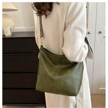 Women's High-Quality PU Bucket Bag, Wide Adjustable Printed Strap, Casual Street Style For Everyday Use - 綠色 - 查看 8