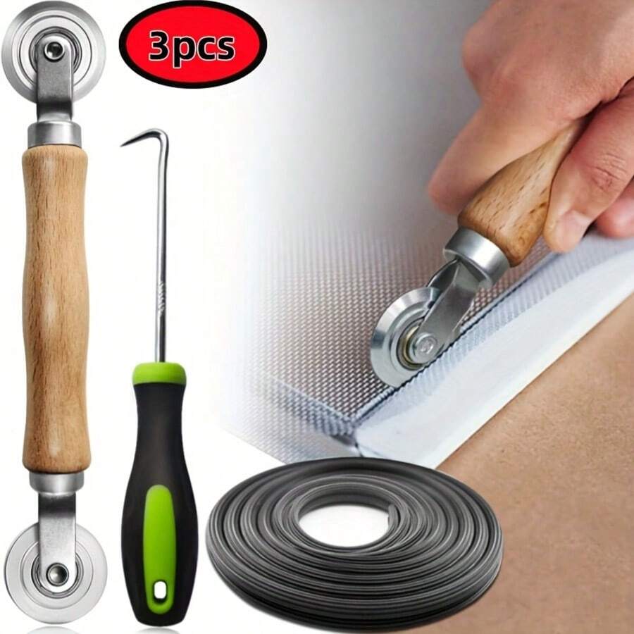3pcs Window Screen Repair Tool Kit - Versatile Screen Installation Tools Include Roller Hook Remover, Suitable For Damaged Or Torn Window Screens, Essential For Apartment, House, Home Maintenance - A - View 1