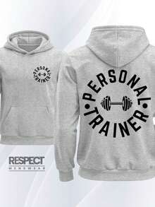 Men's Personal Trainer Hoodie, Bodybuilding Instructor Style, Streetwear Style. - 淺灰色 - 查看 3