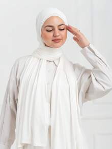 2pcs Muslim Hijab Set:1pc Jersey Hijab And 1pc Undercap Package, Perfectly Color-Coordinated, Soft And Comfortable Fabric, Suitable For All Seasons And Various Occasions. - White - View 5