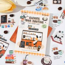 Etori Life 30pcs Weekend Afternoon Tea Stickers Suitable For Laptop, Phone Case, Luggage, Water Bottle, Bicycle, Guitar, Scrapbook, Photo Album - Mocha Sunday - View 4