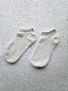 5 Pairs Unisex Solid Color & Striped Cotton Breathable Thin Socks, Versatile Casual Sports Ankle Socks For Spring/Summer - Multicolor - View 9