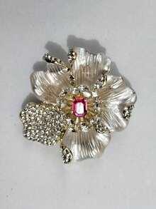 1pc Cross-Border Hot Selling Women's Iris & Zirconia Flower Brooch, Elegant Wearing Effect, Multiple Colors Available - Multicolor - View 10