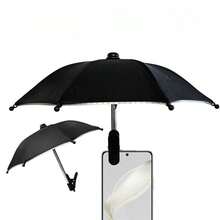 Clip de parasol pour téléphone portable, mini parasol pour téléphone, support avec clip pour tous les smartphones. Parasol pour téléphone portable pour l'extérieur avec petit clip, convient pour la plage, la photographie et l'utilisation en voiture. Conception de protection UV et anti-éblouissement. Veuillez vérifier attentivement la taille avant l'achat. - Voir 1