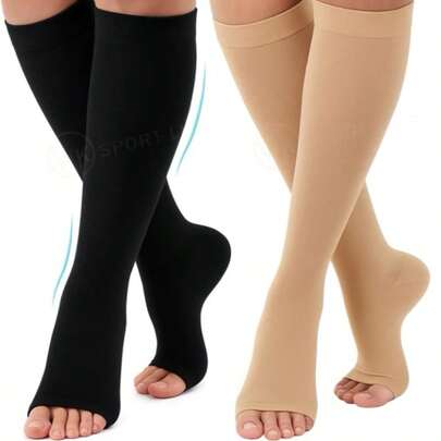 Meias De Compressão Alta Pressão Varizes De Dedo Do Pé Aberto Sem Ponteira Mulheres e Homens Vasos Inchaço Gestante