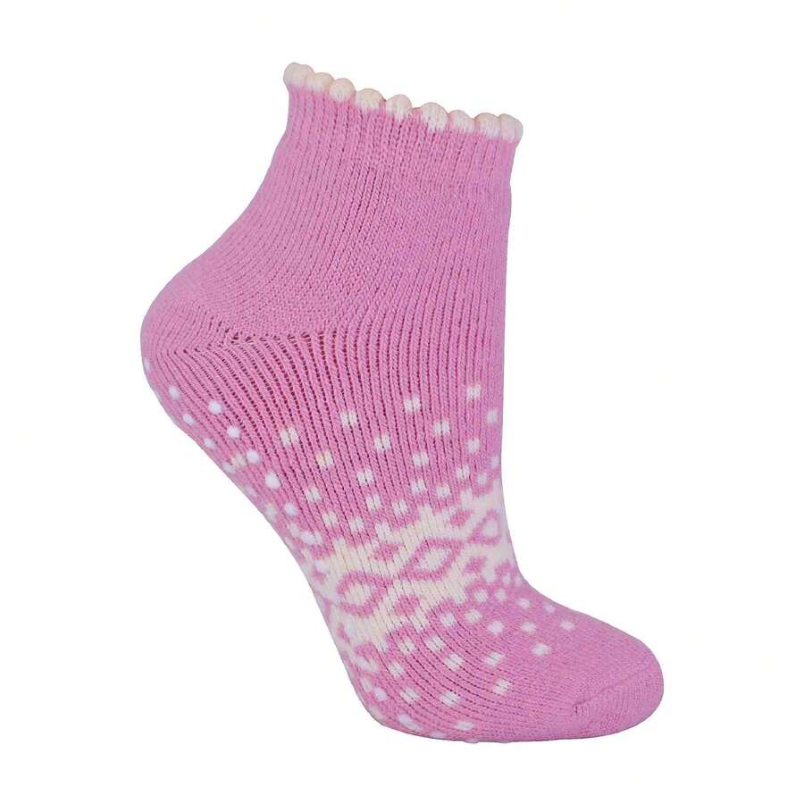 Sock Snob Sock Snob - Ladies Thermal Low Cut Wool Non Slip Ankle Slipper Socks - 粉色 - 查看 1
