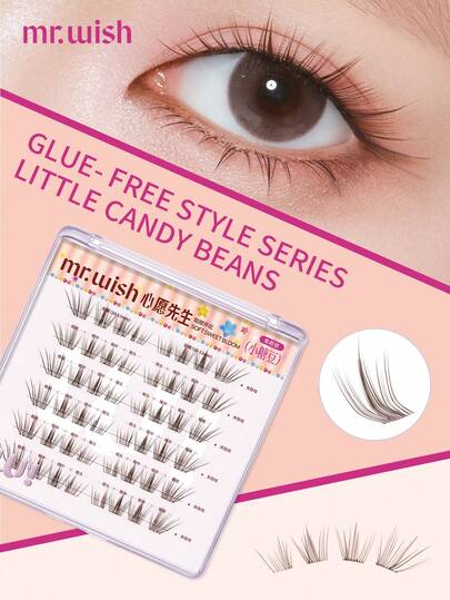  48pcs Glue-Free False Eyelashes - Candy Series - Big Eye Sweet Girl, Vertical Enlargement, Puffy Eyes, Easy To Wear, MR.WISH