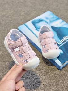 1 Pair Unisex New Breathable Flat Cute Open-Toe Sandals, Soft Non-Slip Infant Casual Toddler Shoes, Fashion Versatile Student Sports Sandals, Suitable For Summer - Pink - View 4