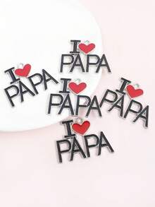 5个创意镂空字母“我爱爸爸/妈妈/爷爷”滴油吊坠，欧美时尚项链钥匙扣胸针DIY合金吊坠，适合手工制作，母亲节、父亲节、生日礼物 - 鏤空字母 - 查看 7