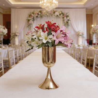 Bình hoa mạ vàng thiết kế mới, bình hoa kim loại để bàn trang trí, bình hoa nhỏ cao thích hợp làm quà tặng sinh nhật, đám cưới, kỷ niệm, trang trí nhà cửa hoặc tiệc chiêu đãi, trang trí phòng tốt nghiệp, bình hoa thủy tinh.