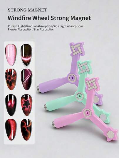 SHANGFEIYA Herramientas magnéticas para arte de uñas rosa fuerte 4 en 1, adecuadas para uñas de gel con efecto gato y magnéticas, pueden crear efectos de pétalo, arco, flor y manicura francesa