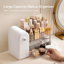 Makeup Organizer Countertop With Drawers, Vanity Organizers With Brush Holder, Bathroom Counter Organizer For Perfume, Nail Polishes, Lipsticks, Skincare And Eyeshadow Palettes - 查看 3