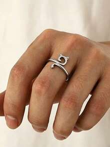 1 chiếc nhẫn hình mèo bằng bạc S925 thanh lịch và dễ thương, thiết kế sáng tạo, kiểu nhẫn hở, hình mèo tối giản với đường nét rỗng, món quà độc đáo dành tặng bạn bè nhân dịp sinh nhật, trang sức thời trang. - con mèo - Xem 5