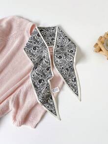 1条双面佩斯利印花围巾，多功能设计，长款系带腕带头巾时尚颈巾 - 彩色 - 查看 8