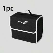 Organizer Bagasi Mobil Kompak Gaya Sporty, Trim Putih, Kotak Penyimpanan Bagasi Mobil Lipat dari Kain Felt, Kotak Organizer Kargo, Cocok untuk Sebagian Besar Kendaraan, Perlengkapan Luar Ruangan Otomotif - Hitam dan Putih - View 10