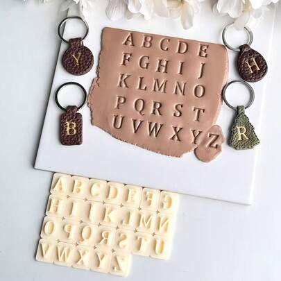 26pcs/Set Letter Stamp Jewelry Making Kit | Suitable For Unique Earrings And Pendants, 26 Uppercase Letter Jewelry Making Set, For Decorating Earrings, Necklaces, Brooches And Pendants, Exquisite And Cute Patterns, Beautiful And Fashionable Jewelry Making Set