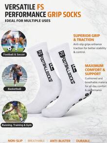 2 Pairs Yufree Men's Football Anti-Slip Traction Pads Basketball Sports Grip Socks, MENDENG Men's Anti-Slip Socks For Hospital, Training, Sports, Yoga, Pilates, Unisex Anti-Slip Grip Socks For Barre, Ankle, Cushioning - Multicolor - View 3