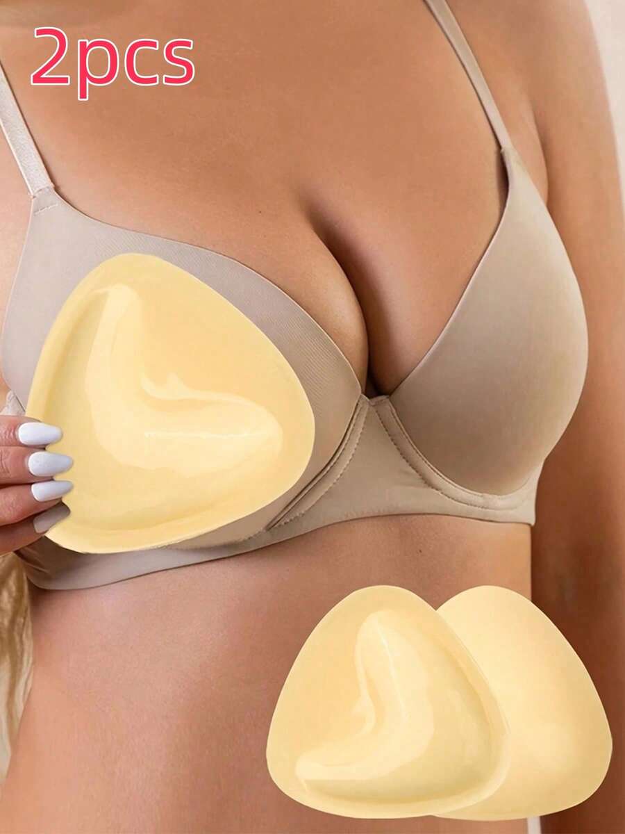 1 Pair, Double-Sided Adhesive Bra Lift Pads - Breathable Silicone Triangle Lift Bra Inserts, Super Lifting, Reusable | Suitable For Strapless Bras, Bikini Bras, Swimsuit Bras And Sports Bras | Comfortable Invisible, Create Natural Bust Shape | Long-Lasting And Durable - Multicolor - View 1