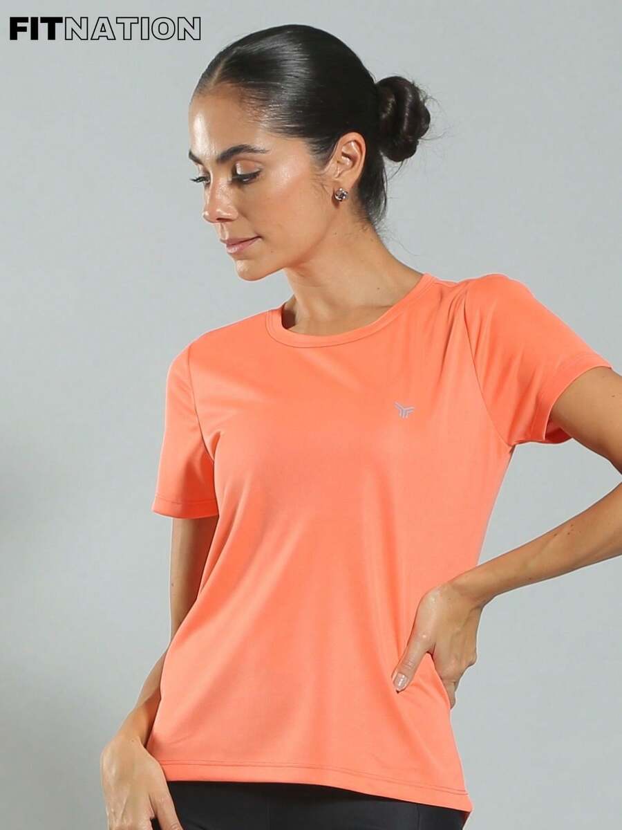 FITNATION Fitness T-Shirt With DRYFIT Technology For Quick Sweat Drying, Ideal For All Sports. - Salmon - View 1