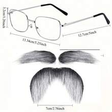 Bộ trang phục hóa trang người già 3 món, bao gồm kính, râu và lông mày giả, đạo cụ đóng vai ông già vui nhộn, thích hợp cho bữa tiệc Halloween. - trắng - Xem 1