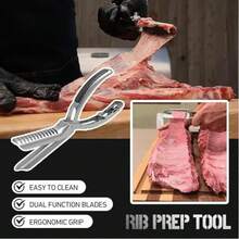 1 pieza Removedor de membrana de costilla de acero inoxidable, herramienta para pelar la piel de las costillas de BBQ - Plateado - Ver 3