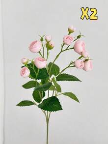 1pc/2pcs 18-Inch 12-Head Camellia Flower Bouquet - Realistic Artificial Flowers For Luxury Home/Hotel Decor, Photography Props, Fade-Resistant Floral Arrangement, Office Desk Centerpiece - Multicolor - View 10