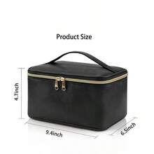 Túi đựng mỹ phẩm xách tay cỡ lớn màu đen dành cho nữ, hộp đựng đồ trang điểm du lịch có tay cầm và nhiều ngăn. - Nhiều màu - Xem 2