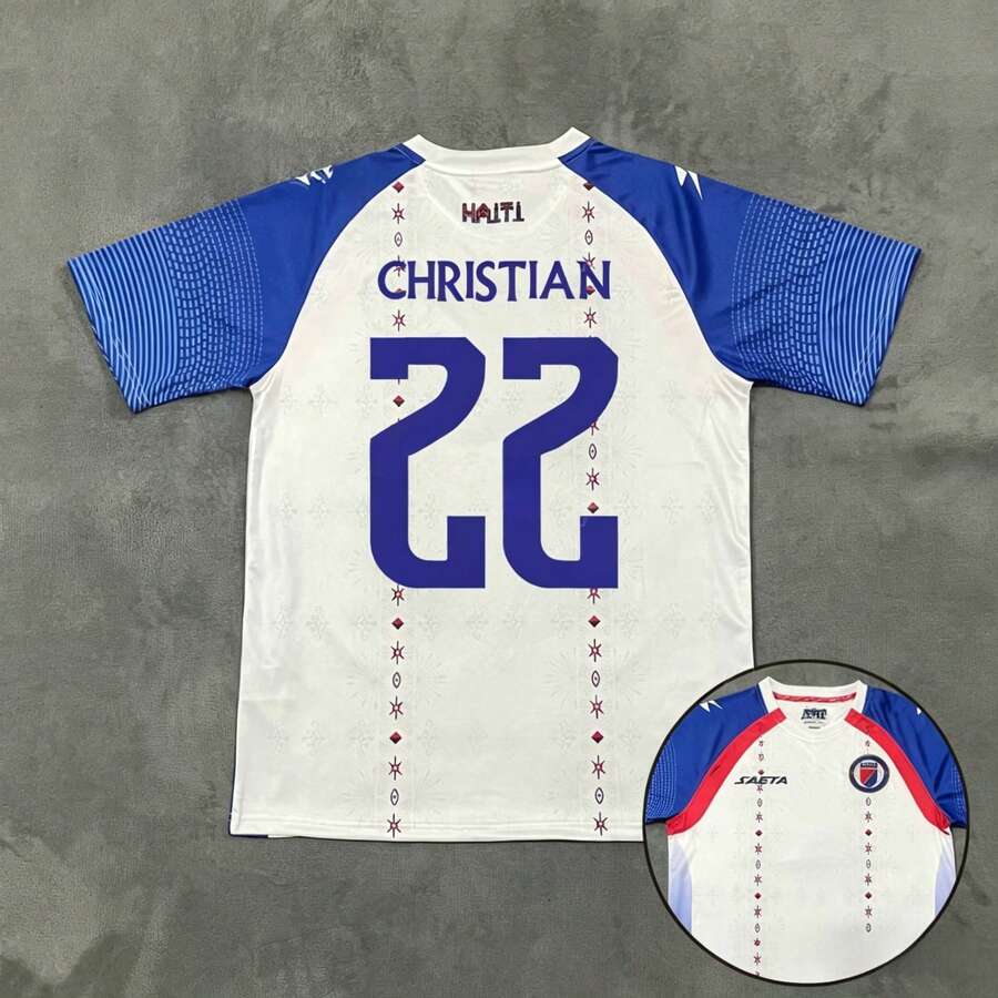 [48-Hour Shipping] Haiti National Team 2026-2027 Season Away White And Blue Short-Sleeved Football Jersey With Multiple Player Numbers 2 / 4 / 7 / 9 / 10 / 11 - 22號 - 查看 1