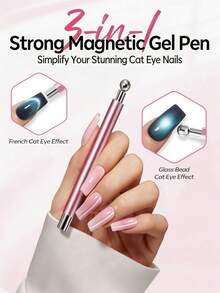 4pcs Nail Magnet Set, Cat Eye Nail Art Magnet Tool Kit, French Cat Eye Heart Nail Magnets, Cat Eye Gel Polish Magnet Stick, Nail Art Supplies For Creating Various Cat Eye Effects - Multicolor - View 3